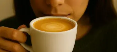 Vrouw koffie proeven
